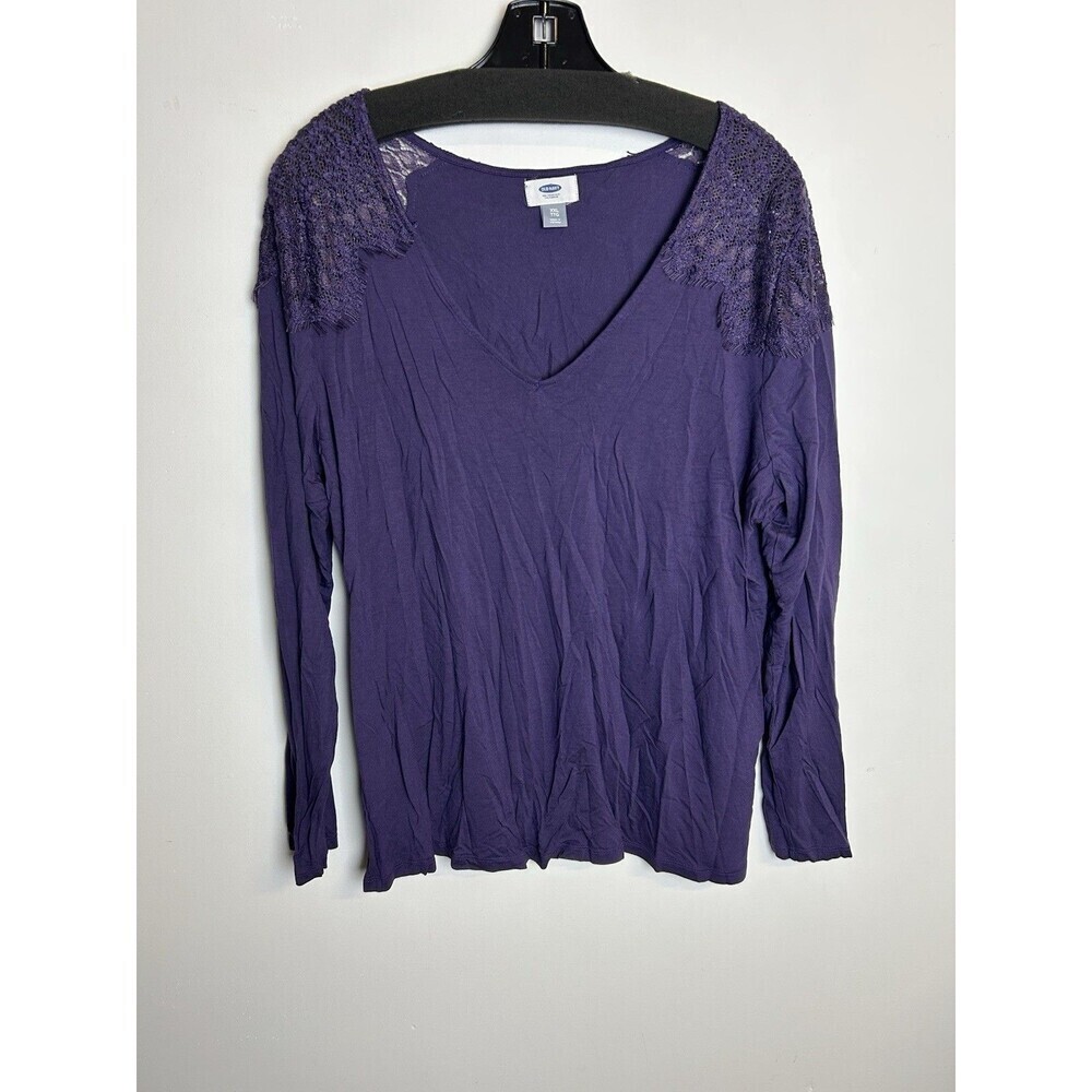 Old‎ Navy Top Blouse Plus Size 2XLT Long Sleeve Purple Stretch